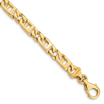 14k Yellow Gold 5.9mm Hand-polished Fancy Link Bracelet