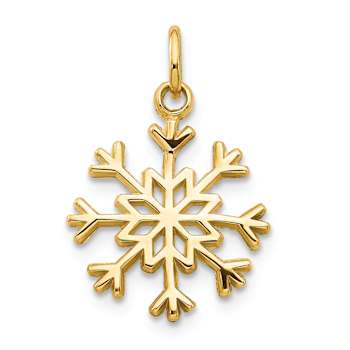 14K Yellow Gold Snowflake Charm Pendant