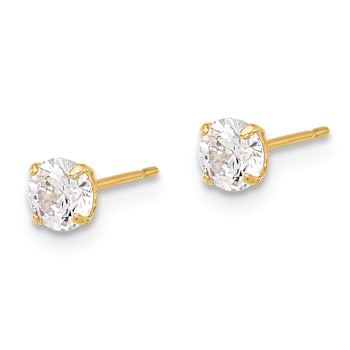 10k Yellow Gold 4mm Polished Cubic Zirconia Stud Earrings