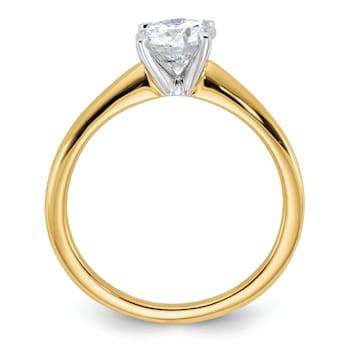 14K Yellow Gold With White Gold Accents 1 ct. D E F Pure Light Round
Moissanite Solitaire Ring