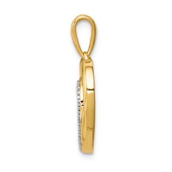 14K Two-tone Gold Diamond Double Heart Pendant