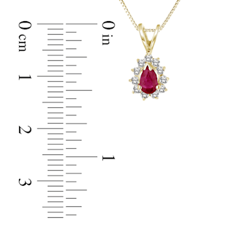 0.35ctw Pear Shape Ruby and Round Diamond Pendant 14k Yellow Gold
