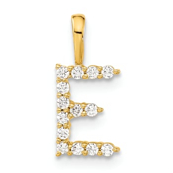 14K Yellow Gold Lab Grown Diamond Letter E Initial Pendant