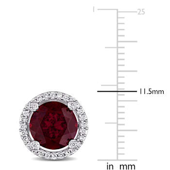 Rhodolite and Diamond 14K White Gold Earrings 5.44ctw