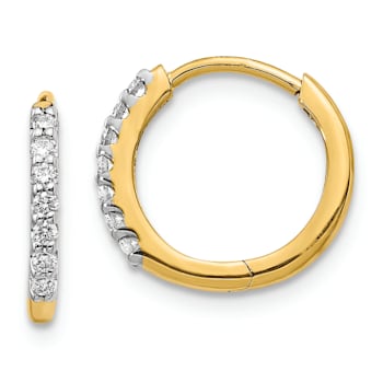 14K Yellow Gold Lab Grown Diamond Hinged Hoop Earrings