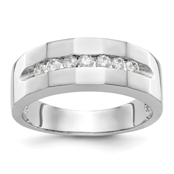 Rhodium Over 14K White Gold Lab Grown Diamond SI1/SI2, G H I, Men's Band