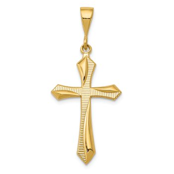 14k Yellow Gold Textured Passion Cross Pendant
