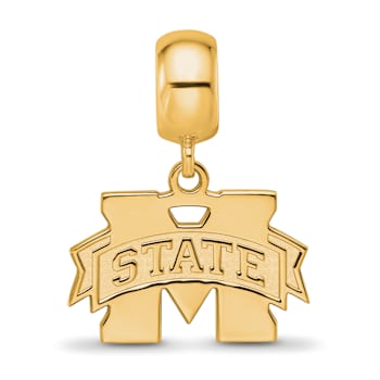 14K Yellow Gold Over Sterling Silver LogoArt Mississippi State
University Small Dangle Bead