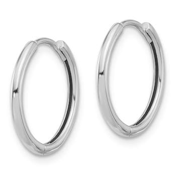 Rhodium Over 14k White Gold Polished 5/8" Hinged Hoop Earrings