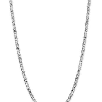 Rhodium Over 14k White Gold 4.5mm Solid Concave Mariner 22 Inch Chain