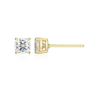 Square Cushion Cut Moissanite 14k Yellow Gold Over Silver Stud Earrings
1.20ctw DEW