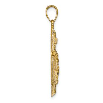 14k Yellow Gold Textured Crucifix Pendant