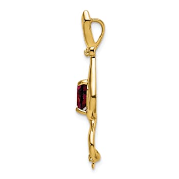 10k Yellow Gold 0.99 ctw Garnet and Accent Diamond Cat Pendant