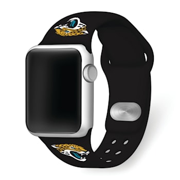 Gametime Jacksonville Jaguars Black Silicone Apple Watch Band (38/40mm
M/L). Watch not included.