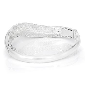 Wide Polished Curved Bangle In Sterling Silver