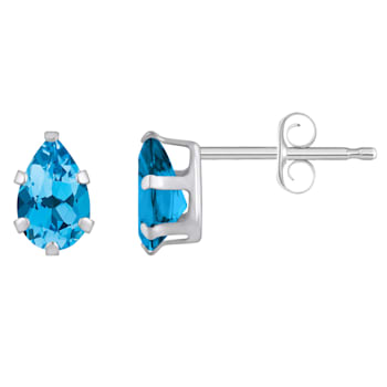 6x4mm Pear Shape Blue Topaz Rhodium Over 10k White Gold Stud Earrings