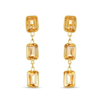 Citrine 7x5mm Rectangular Octagonal 14K Yellow Gold Dangle Earrings