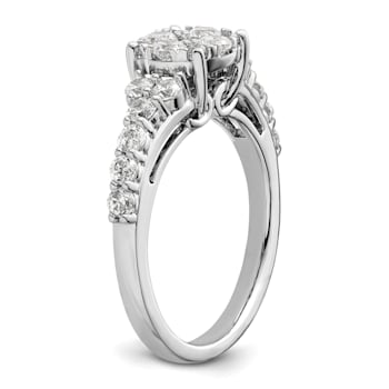 Rhodium Over 14K White Gold Lab Grown Diamond VS/SI GH, Cluster Ring 1.028ctw
