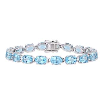28.50ctw Oval-Cut Sky-Blue Topaz Tennis Bracelet in Rhodium Over
Sterling Silver