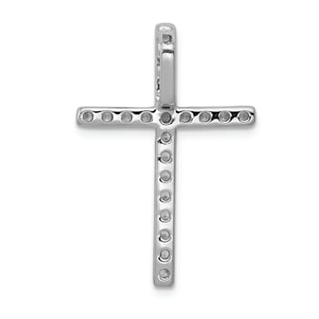 Rhodium Over 14k White Gold Diamond Cross Chain Slide Pendant