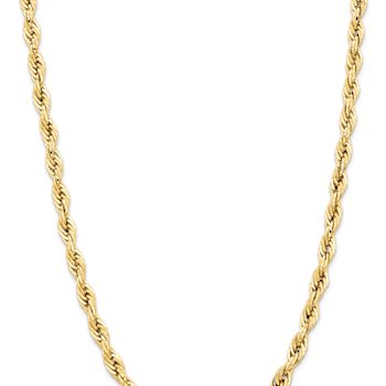 14k Yellow Gold 7mm Rope Link 24 Inch Chain
