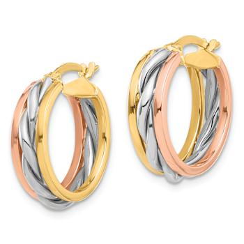 14k Yellow Gold, 14k White Gold and 14k Rose Gold 13/16" Polished
Hoop Earrings