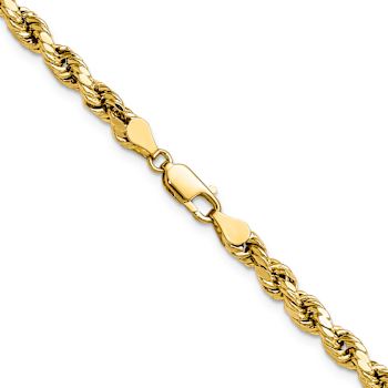 14k Yellow Gold 4.9mm Diamond-Cut Rope 16 Inch Chain