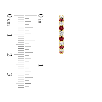 1.35ctw Ruby and Diamond Hoop Earrings in 14k Yellow Gold