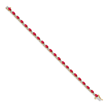 14k Yellow Gold and 14k White Gold Diamond and Ruby Bracelet