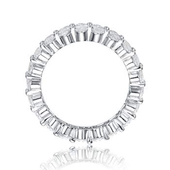 Oval CZ Band Ring In Rhodium Over Brass