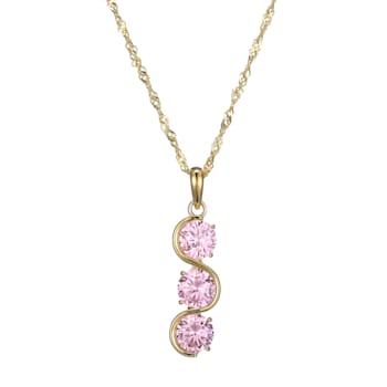 Pink Cubic Zirconia 18k Yellow Gold Over Sterling Silver October
Birthstone Pendant 6.35ctw
