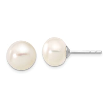 Rhodium Over Sterling Silver 7-8mm White Freshwater Pearl Earring
Bracelet Necklace Set