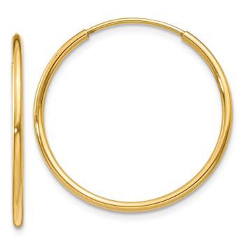 14k Yellow Gold 1" Endless Hoop Earrings