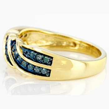 Blue Diamond 14k Yellow Gold Over Sterling Silver Band Ring 0.25ctw