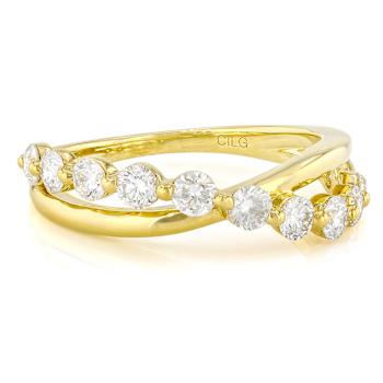 Lab-Grown Diamond Band Ring In 14K Gold Over Sterling Silver 0.90ctw