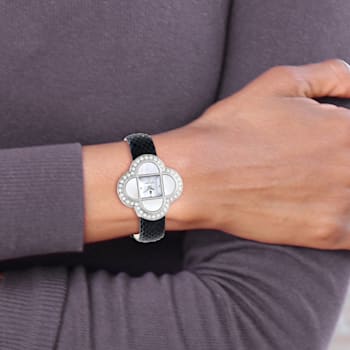 Ladies Charles Hubert Stainless Black Leather Band 36x36mm Watch