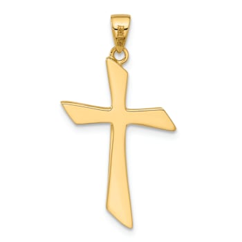 14k Yellow Gold Polished Cross Pendant