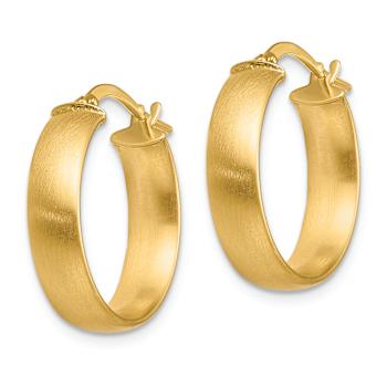 14k Yellow Gold 3/4" Small Satin Hoop Earrings