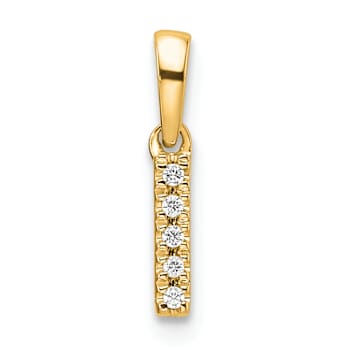 10k Yellow Gold Diamond Letter I Initial Pendant