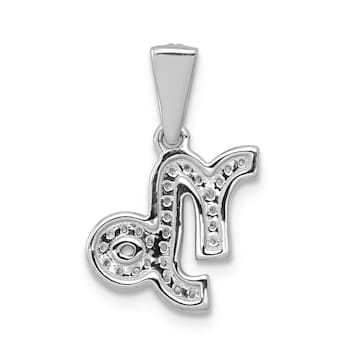 Rhodium Over 14K White Gold Diamond Capricorn Zodiac Pendant