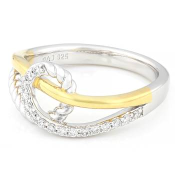 Contemporary Lab-Grown Diamond Rope-Motif Bypass Ring In Two-Tone Gold