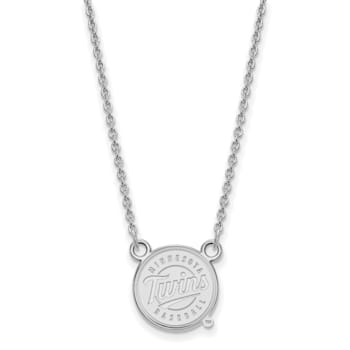 Rhodium Over Sterling Silver MLB LogoArt Minnesota Twins Pendant Necklace