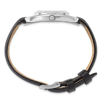 Ladies Charles Hubert Chrome-finish Black Dial Modern Circle Watch