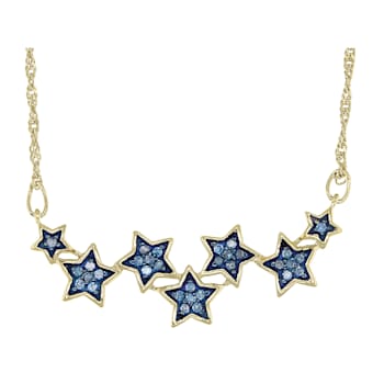 Blue Diamond 14k Yellow Gold Over Sterling Silver Star Necklace 0.30ctw
