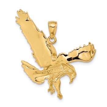 14k Yellow Gold Textured Eagle Landing Pendant