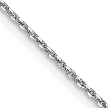 Rhodium Over 14k White Gold 0.9mm Solid Diamond-cut Round Open Link
Cable 26 Inch Chain