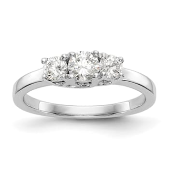 Rhodium Over 14K White Gold Lab Grown Diamond SI1/SI2, G H I, 3-Stone
Engagement Ring