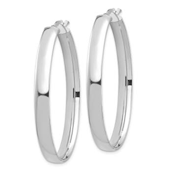 Rhodium Over 14k White Gold 1 3/4" High Polished Oval Hoop Earrings