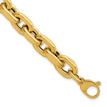 14K Yellow Gold 10.5mm Fancy Open Link 8.5 Inch Bracelet