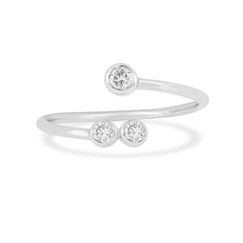 Lab Grown Diamond Bypass Rhodium over Sterling Silver Open Ring